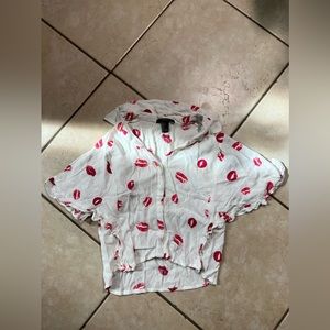 Forever 21 Lip Print Crop Top - S